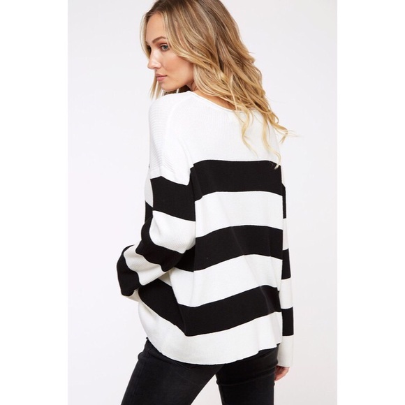 Astrid Striped Sweater - Black/Ivory - Picture 3 of 5